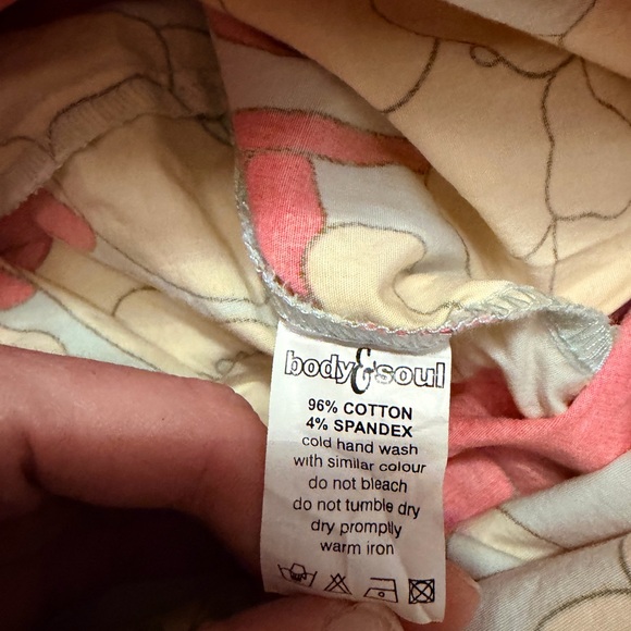 Body & Soul Pink Peach Floral Cotton Spandex Stretchy Summer Dress Size S - Picture 4 of 4